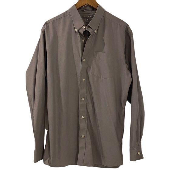 Eddie Bauer Other - Eddie Bauer Gray Wrinkle Free Classic Fit Long Sleeve Pocket Shirt, Mens Large